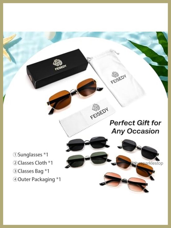 UV400 Protection Polygon Square Metal Frame Retro Sunglasses